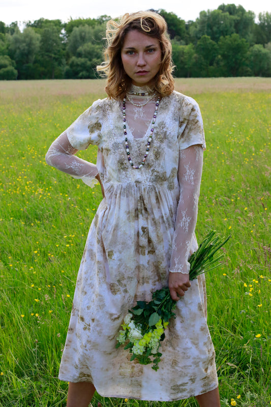 Maxi Kleid mit Spitzen-Elementen