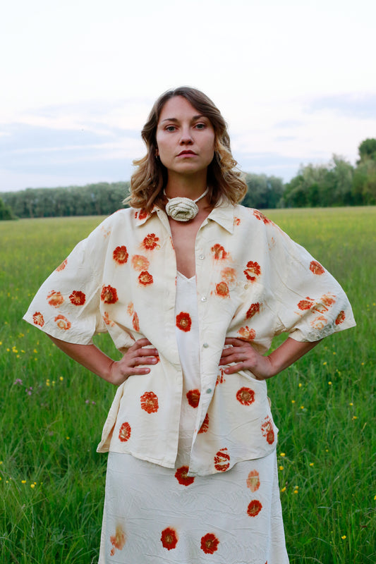 Seidenbluse mit Blumenprint